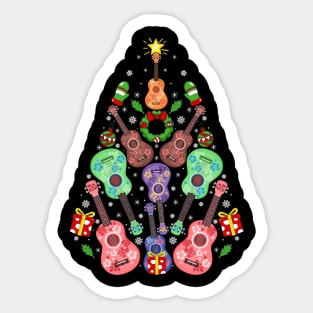 Ukulele Guitar Christmas Tree Funny Music Lover Musical Xmas Sticker